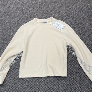 Zara Cream Knit sweater with Rhinestone Accents